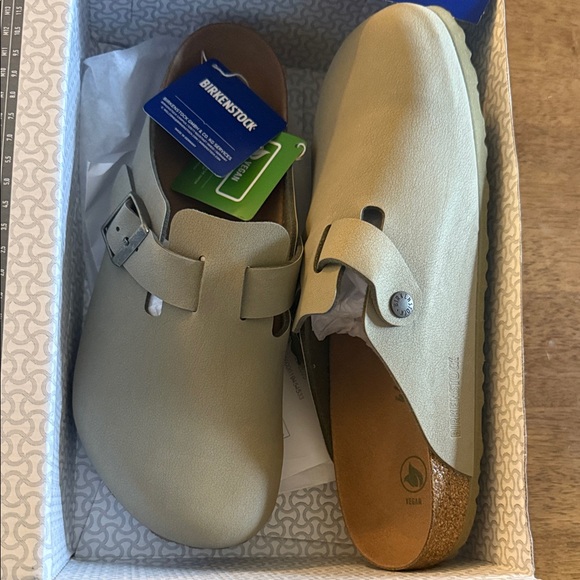 Birkenstock Vegan Boston Clogs, Khaki - Picture 1 of 2
